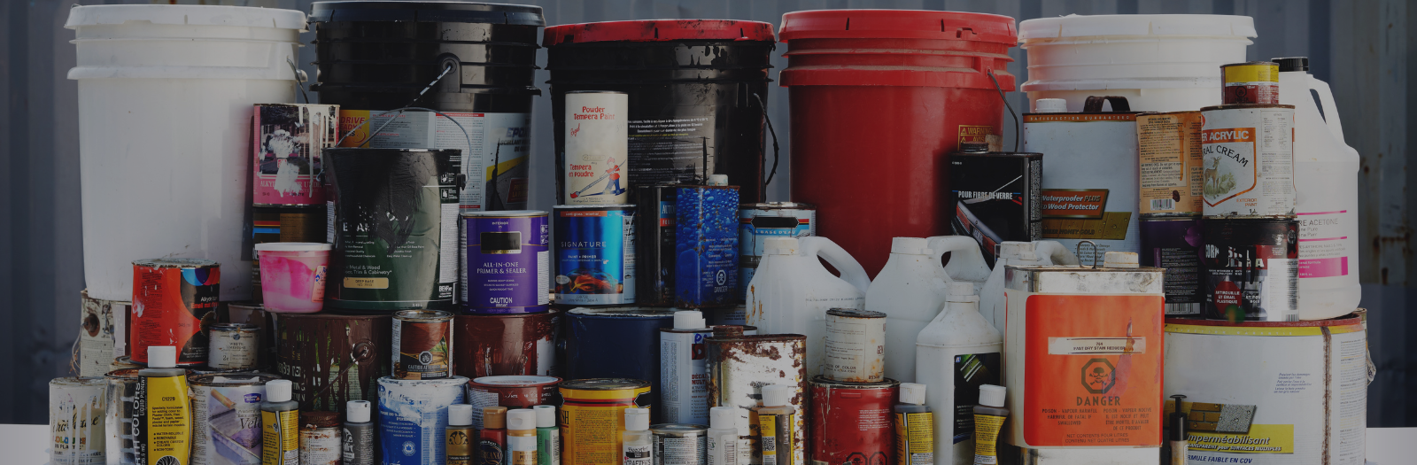 Paint cans stacked on each other