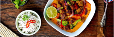 colourful food in dishes on a table