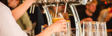 Bartender pouring beer into glass